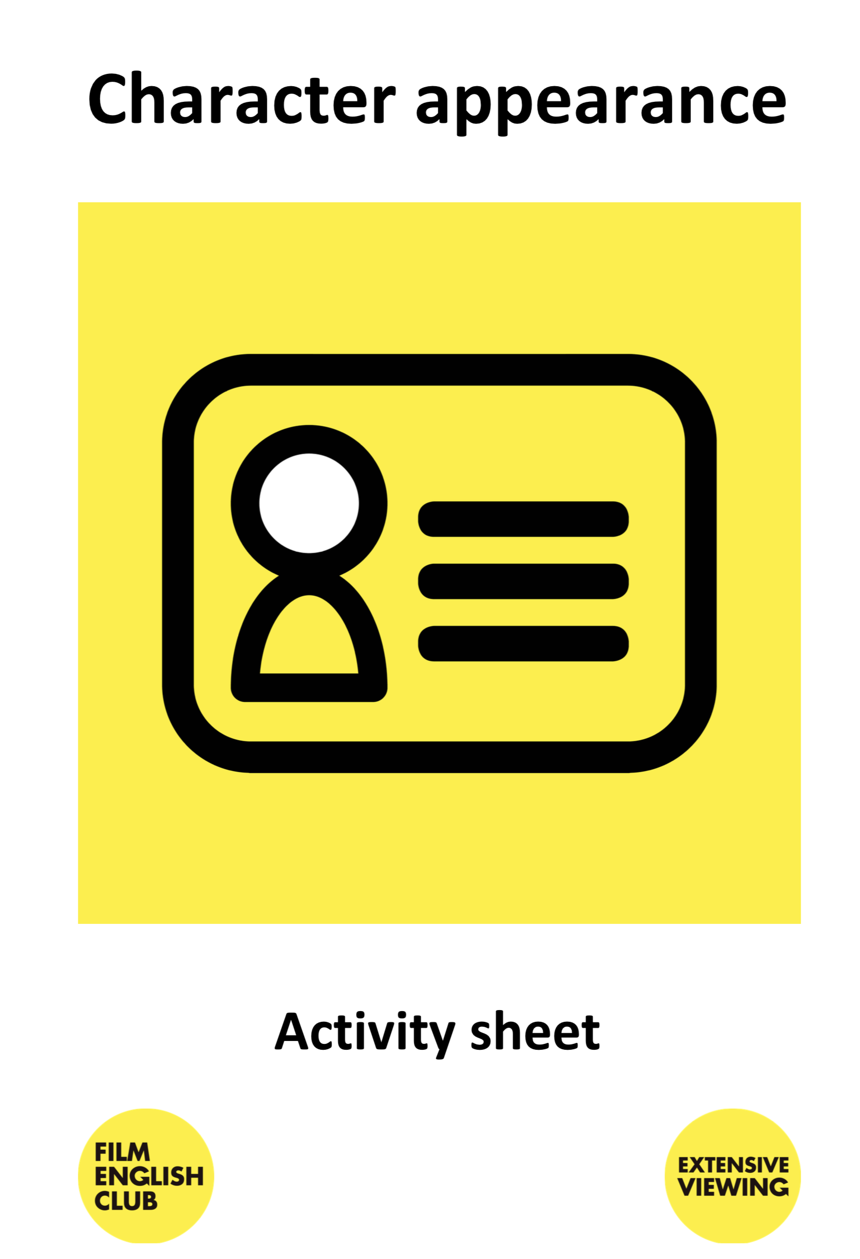 Character Appearance Activity Sheet Film English